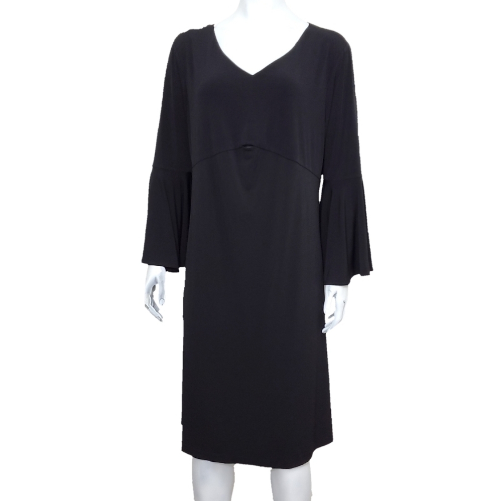 Vicky Tiel Long Bell Sleeve Midi Dress